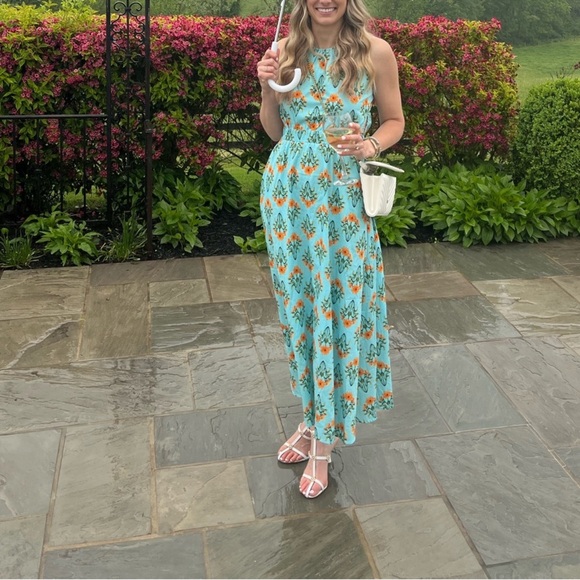 Moon River Mint Multi Maxi Dress Large Blue/Orange Nwt‎ - Picture 4 of 7